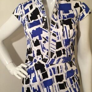 Carlisle / M / abstract pattern dress / zipper / cap sleeves / wedding guest